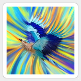 Indian Roller Bird Vortex Sky Painting Sticker